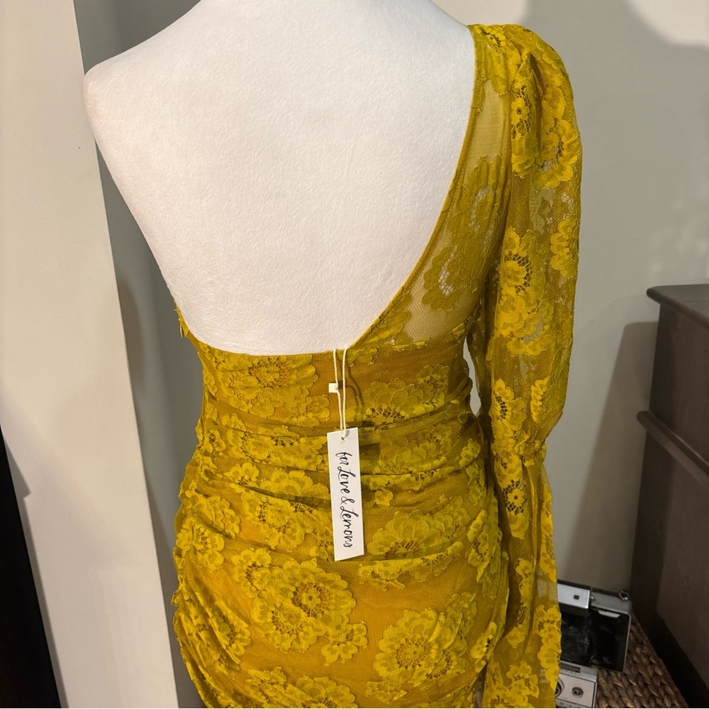 For Love And Lemons Yellow Asymmetrical Bodycon Dress - Picture 5 of 7
